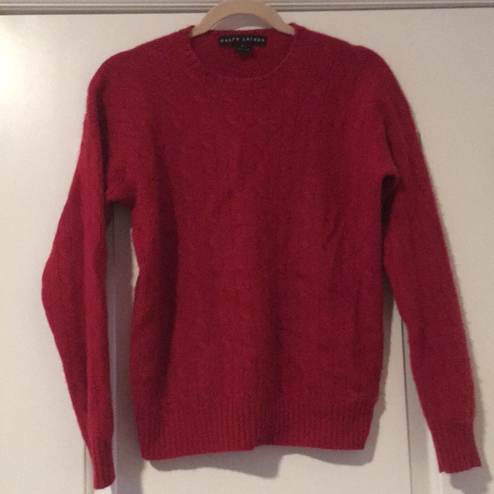 Ralph Lauren red cashmere cable knit sweater